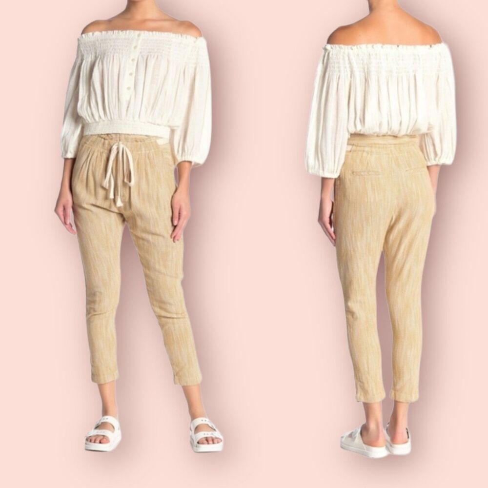 Free People Caraway Light at Sunrise Striped Paper Bag Waist Pant Sz 0
